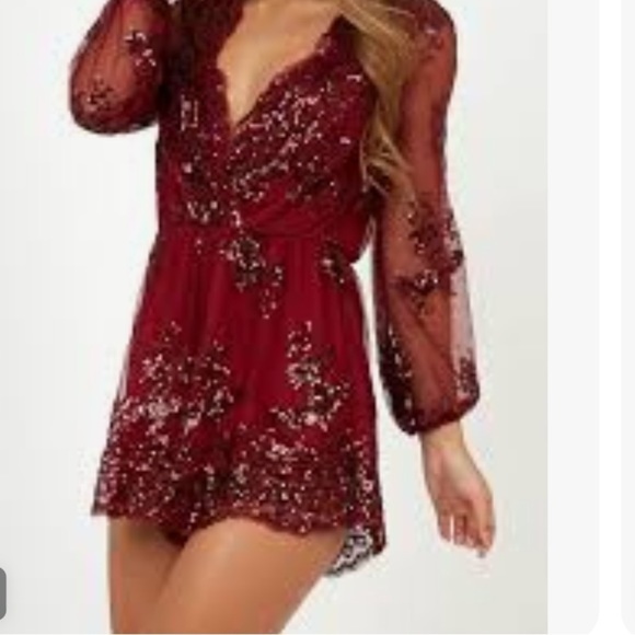 🎉 Host Pick🎉 Showpo. What Comes Around Sequin Playsuit in Wine Size 8 - Picture 2 of 10